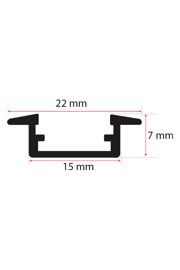 7x22 mm Kanatlı Kanal Led Profili 7x22 mm Kanatlı Kanal Led Profili